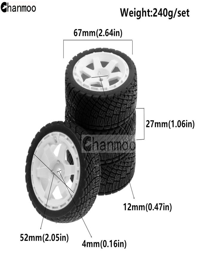 Chanmoo 1/10 Rally Tires and Plastic Drift Wheels 12mm Hex RC On Road Tyres for 1:10 Scale Street Car Tamiya TT01 TT02 XV01 TA06 A959 PTG2 144001 HPI KYOSHO HSP PTG2 Traxxas 4PCS - Image 2